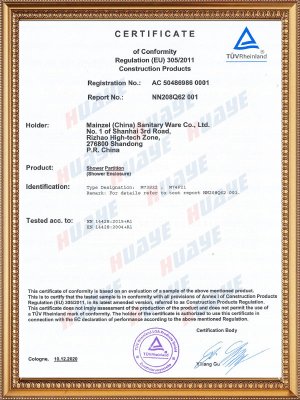 Shower room CE certificate