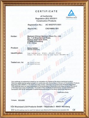 Shower room CE certificate